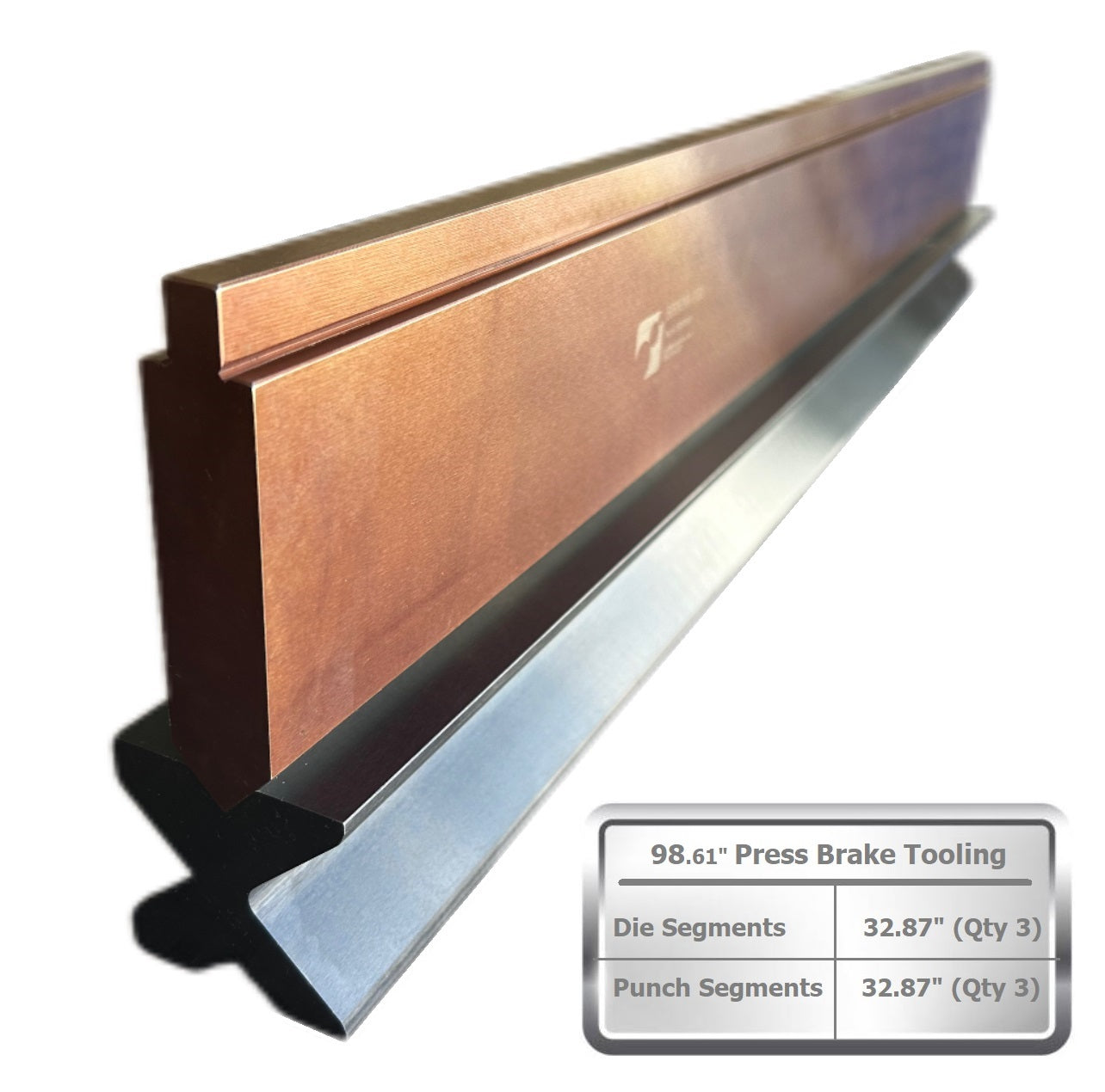 NEW 98.61” American Type Press Brake Punch (Height: 3.78") & 4-Way Die (2.36"sq)