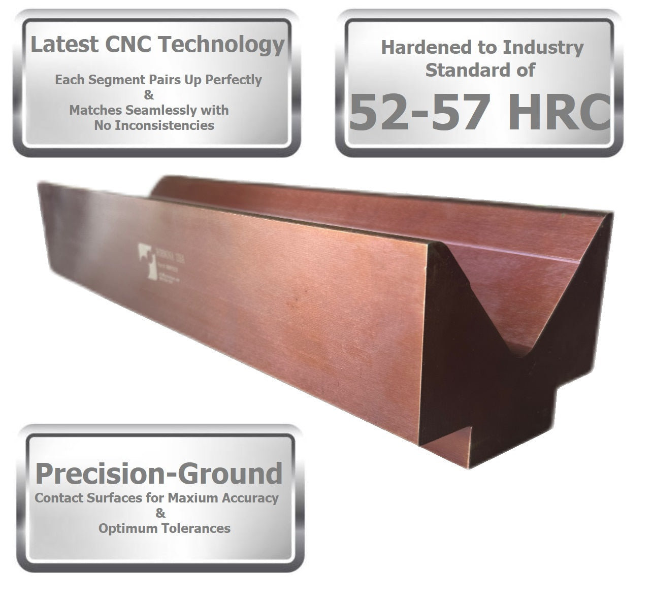 Single V Press Brake Die, 4" V Opening, 85°, 16.33" Length
