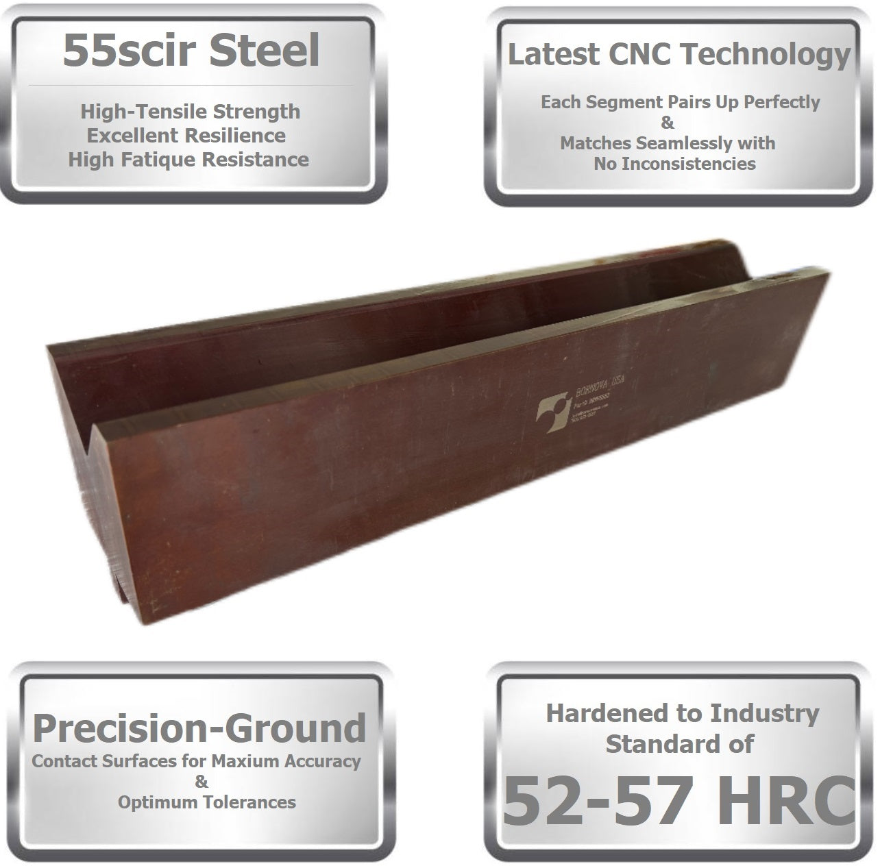 Single V Press Brake Die, 2" V Opening, 85°, 16.33" Length