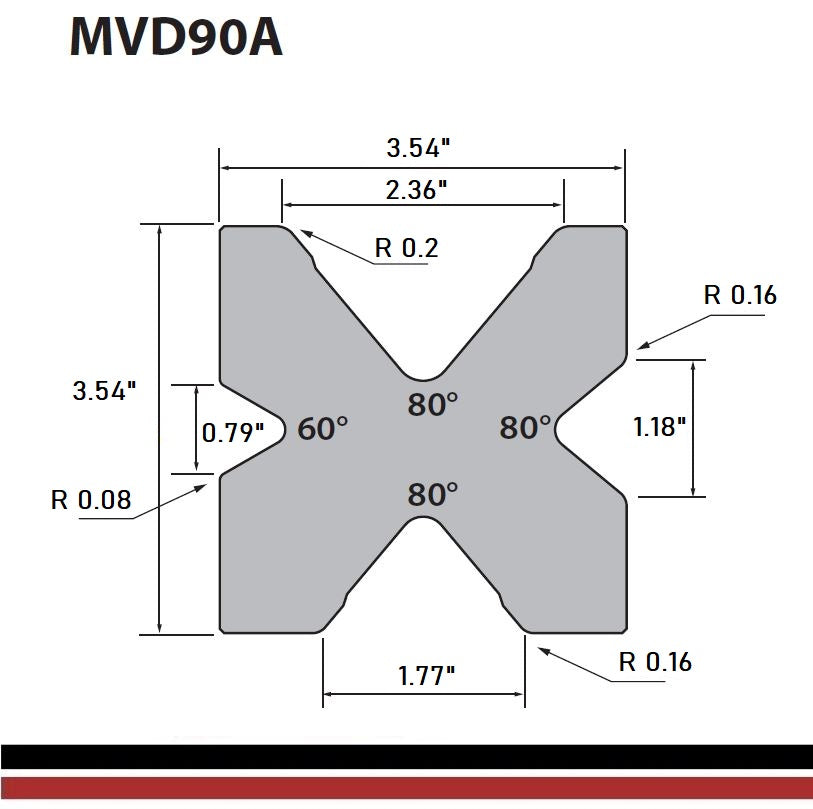 NEW 3.54" Square 4-Way Multi V Press Brake Die