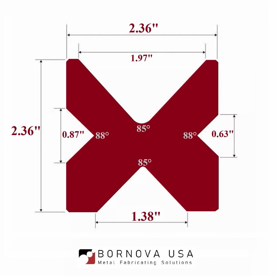 NEW 12" Long 2.36" sq. 4-Way Multi V Press Brake Die