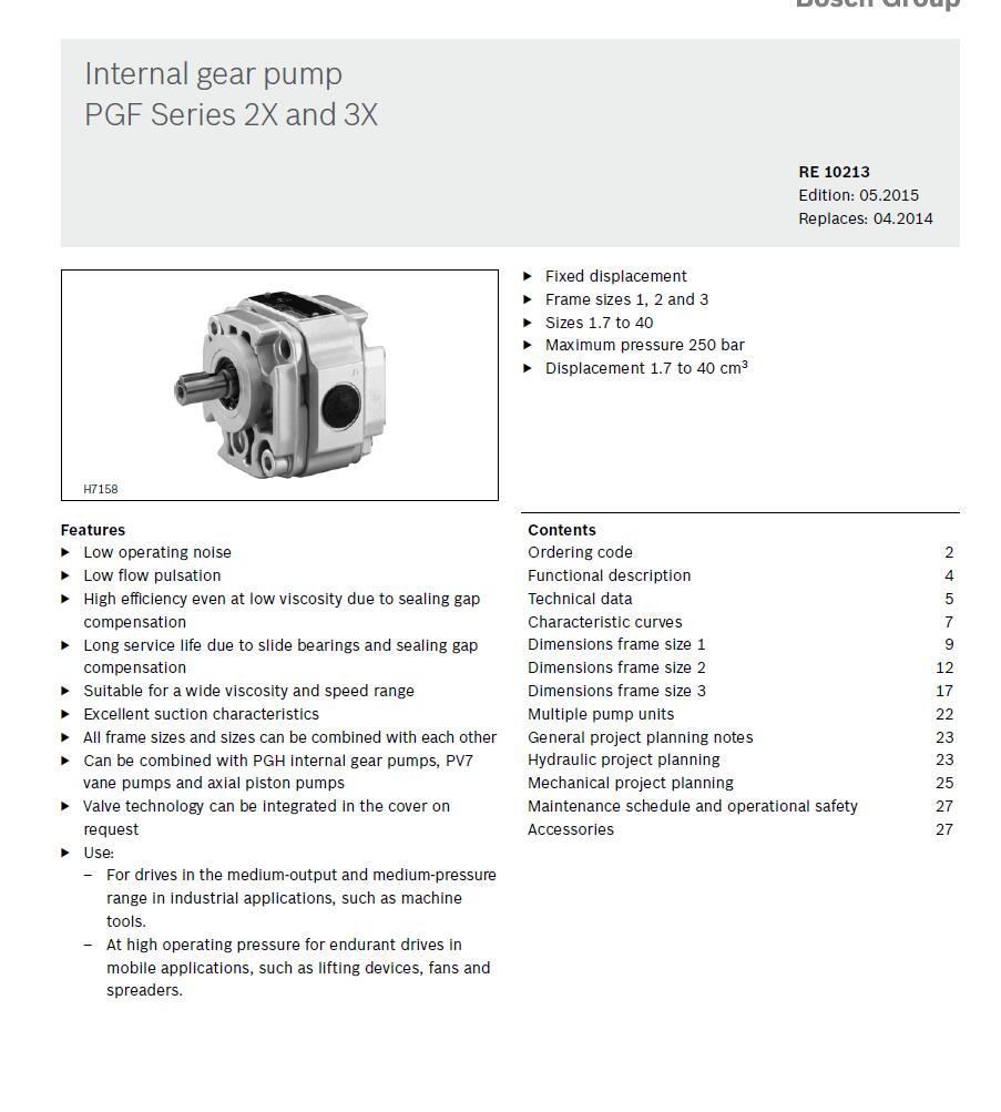 Rexroth PGF Hydraulic Oil Pump PGF2-22/016RE01VE4