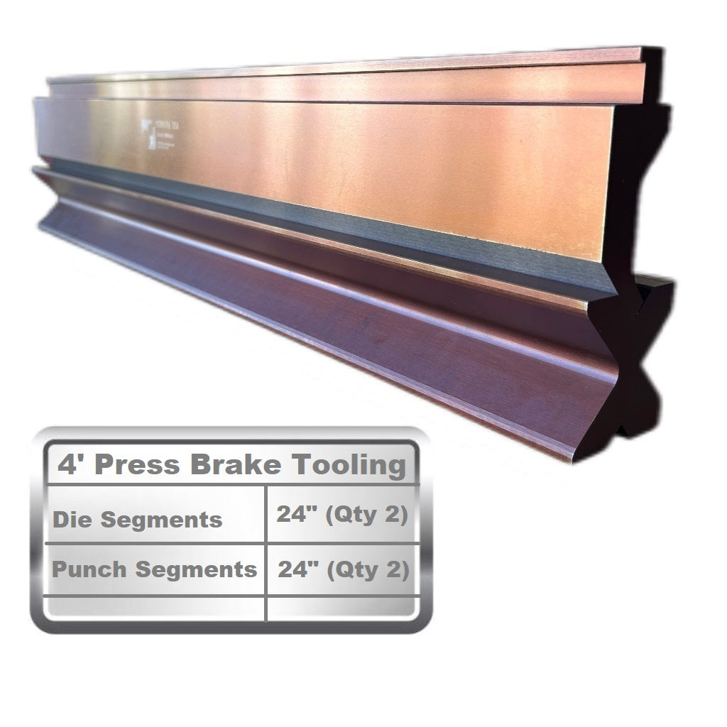 4' Segmented Press Brake Punch (H: 3.03") and 4-Way Die (2.36"sq) Combo