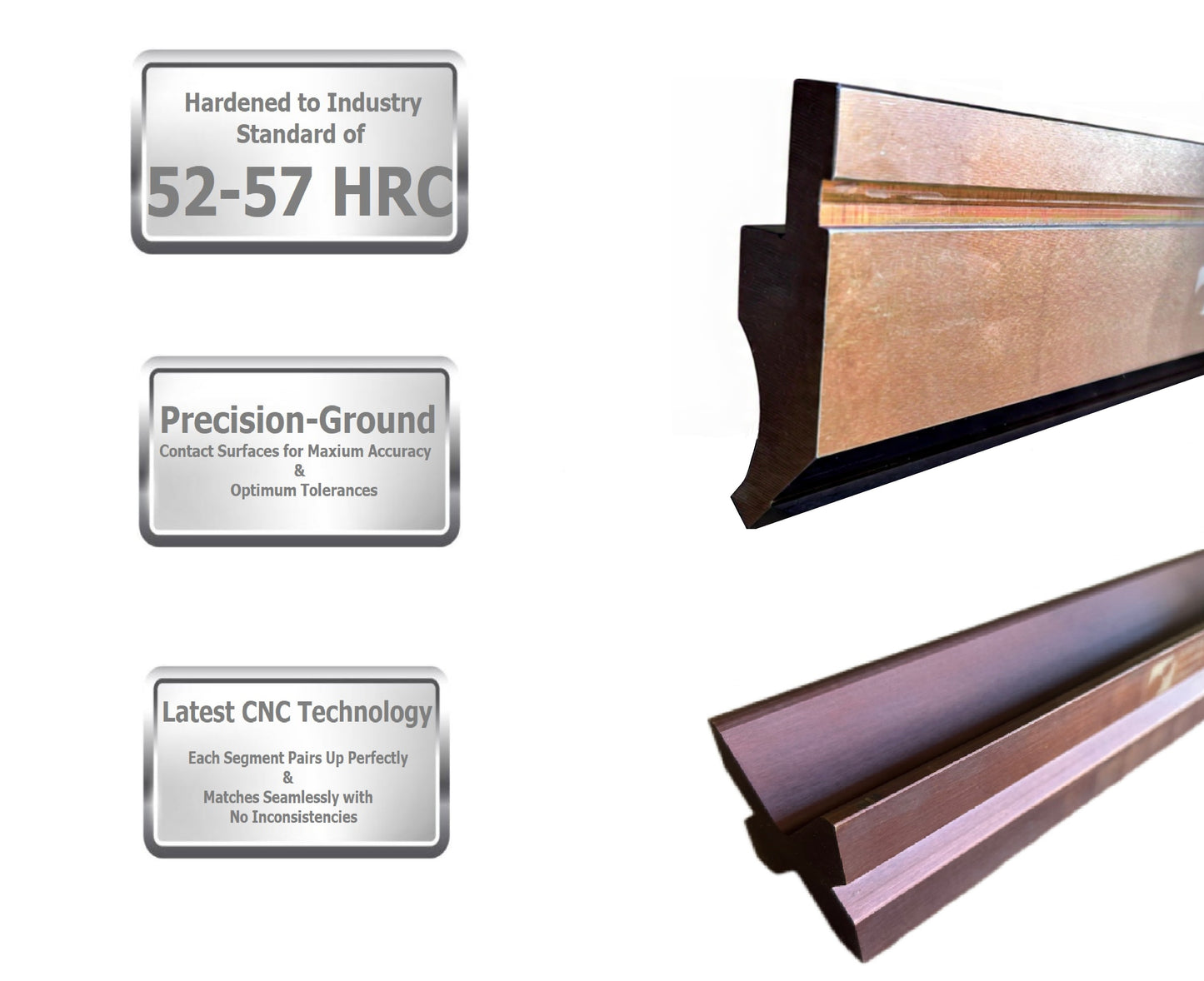 32.87" European Type Press Brake Punch (Height: 2.62") & 4-Way Die (2.36" sq)