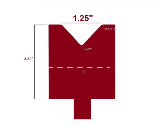 Single V Die, V Opening: 1.25", Height: 2.25"