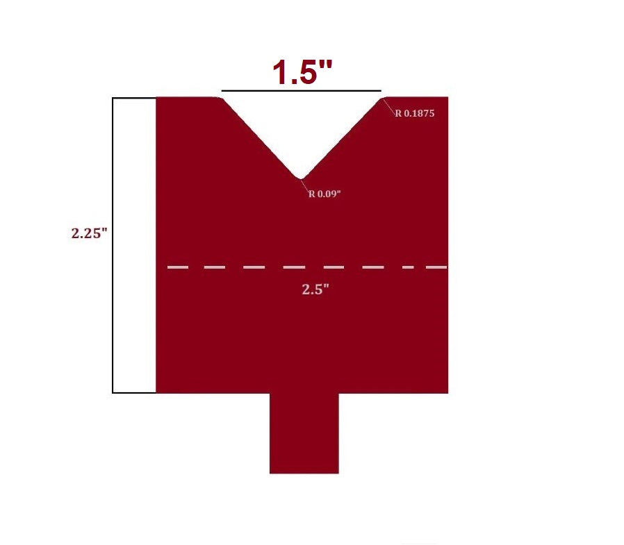 Single V Die, V Opening: 1.5", Height: 2.25"