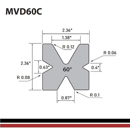 NEW 2.36" Square 4-Way Multi V Press Brake Die