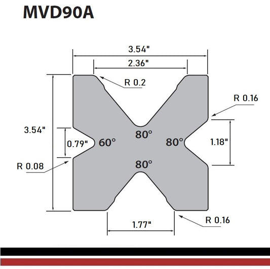 NEW 3.54" Square 4-Way Multi V Press Brake Die
