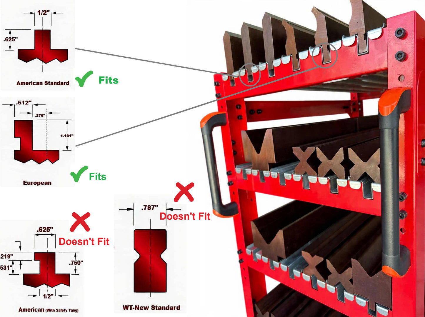 Press Brake Tooling Die Cart for American Standard & European Punches and Dies