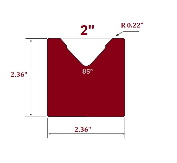 Single V Press Brake Die, 85°, 2" V Opening