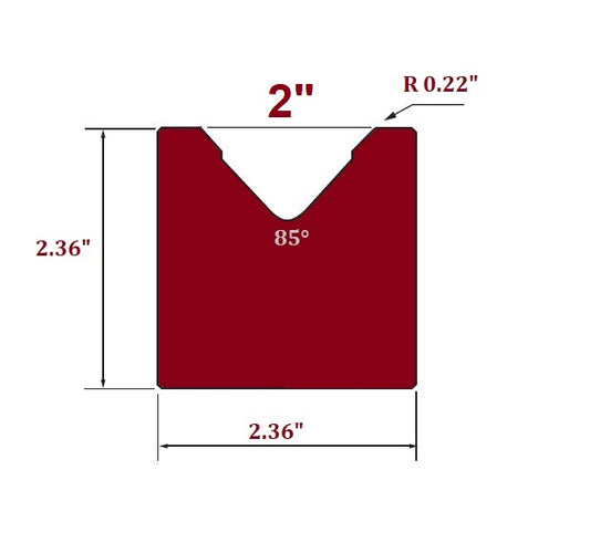 Single V Press Brake Die, 85°, 2" V Opening
