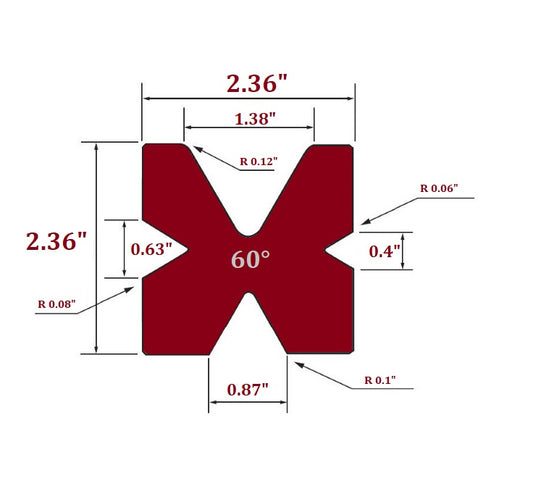 NEW 2.36" Square 4-Way Multi V Press Brake Die