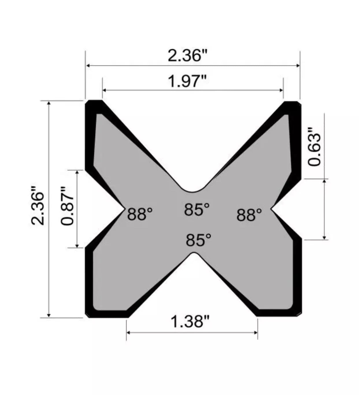 NEW 4-Way Multi V Die 2.36" (60mm) Square NEW 32.87" Length Press Brake Die V Openings:1.97" 1.38" 0.87" and 0.63"